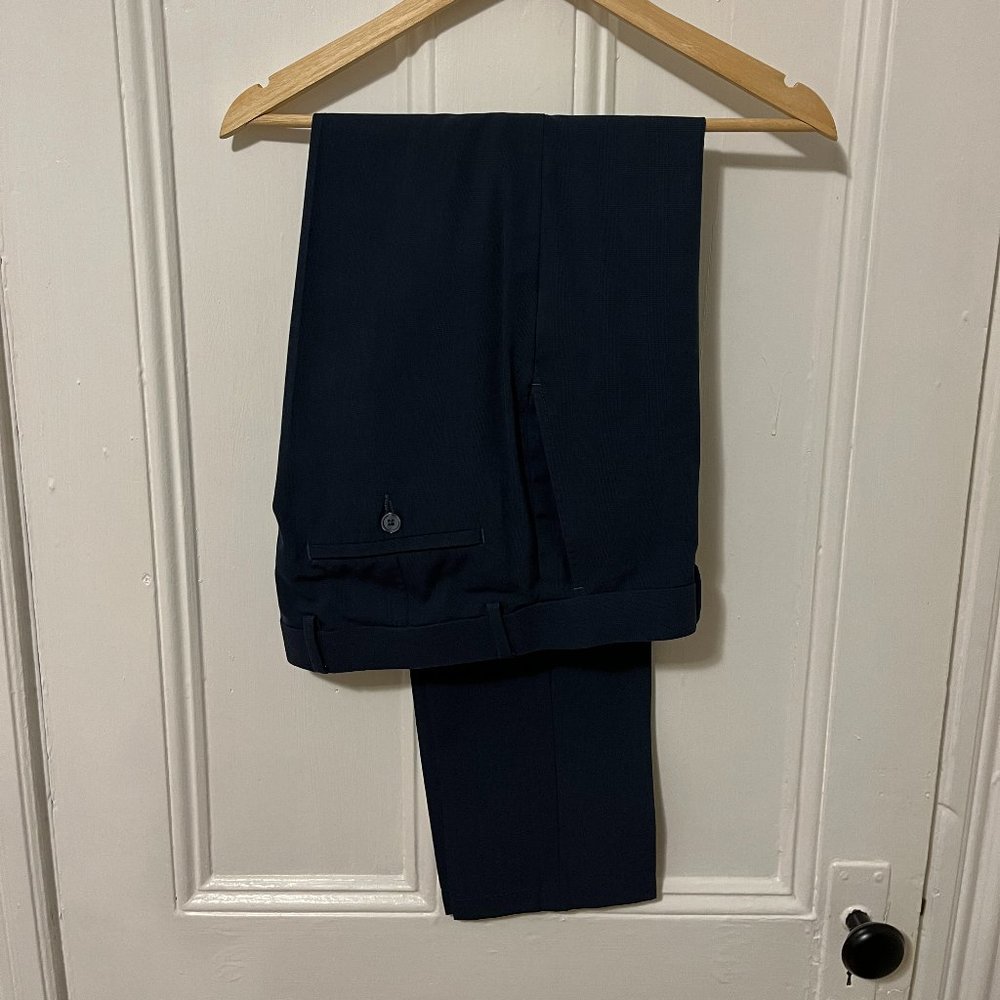 Perry Ellis Navy Check Dress Pants - 32Wx34L